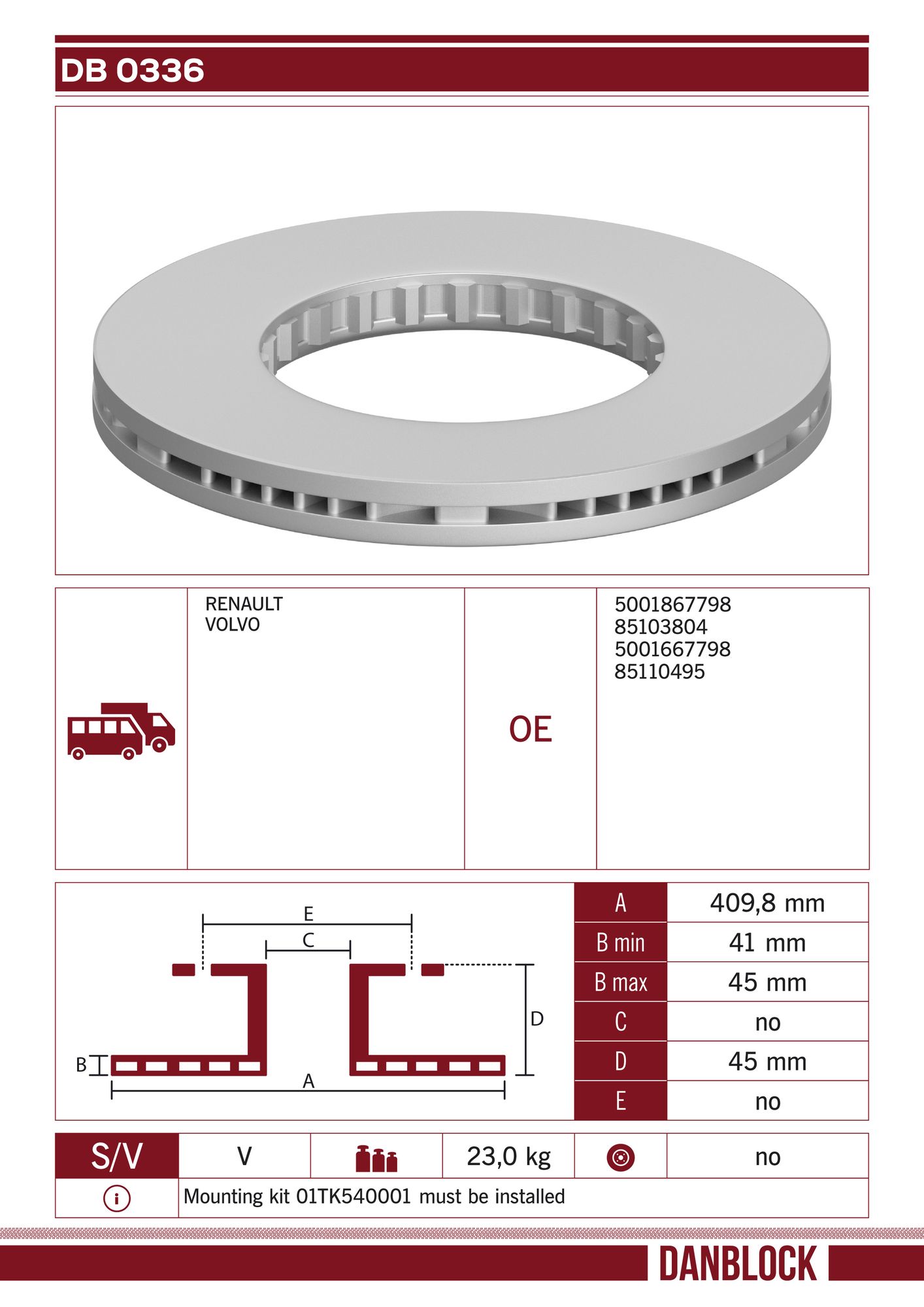 Disc frana DB 0336 DANBLOCK